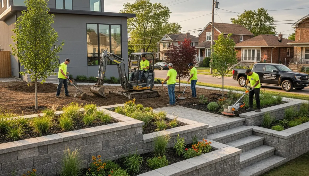 Detroit, MI landscaping crew providing professional lawn care and landscape maintenance services
