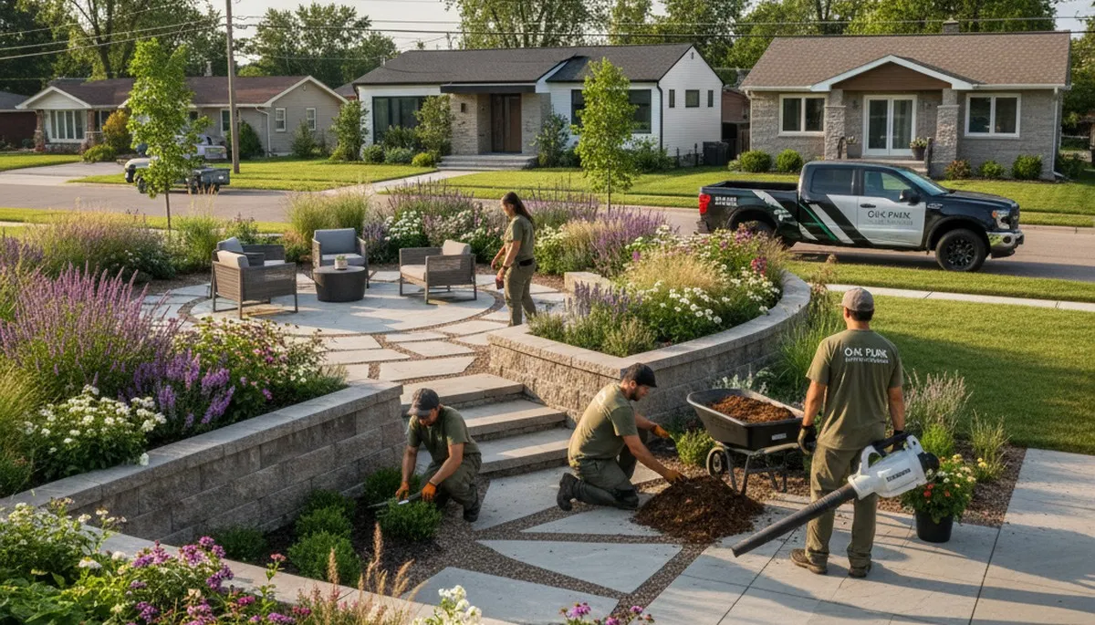 Detroit, MI landscaping crew providing professional lawn care and outdoor maintenance services